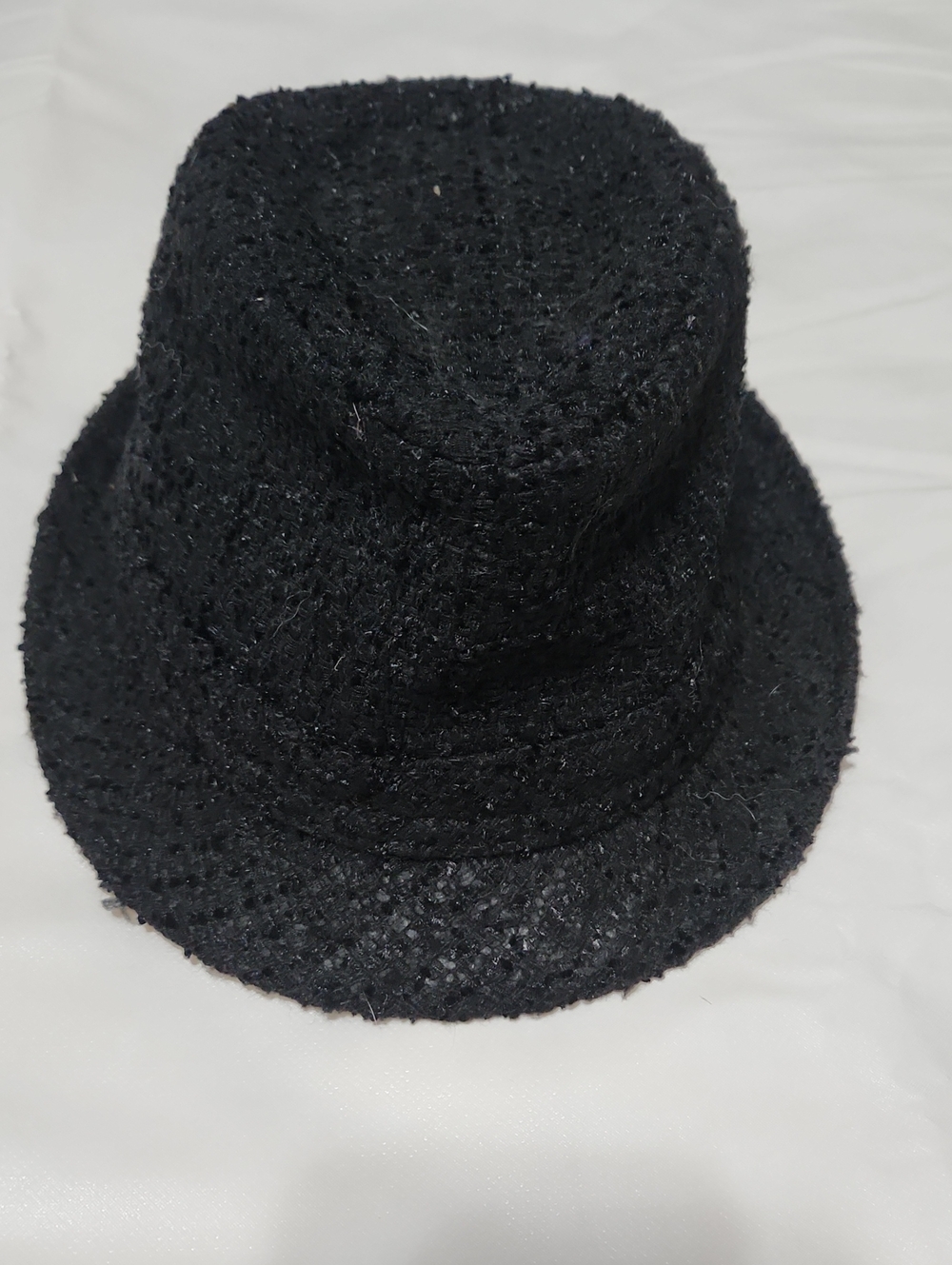 Women's Small Black Textured Fedora